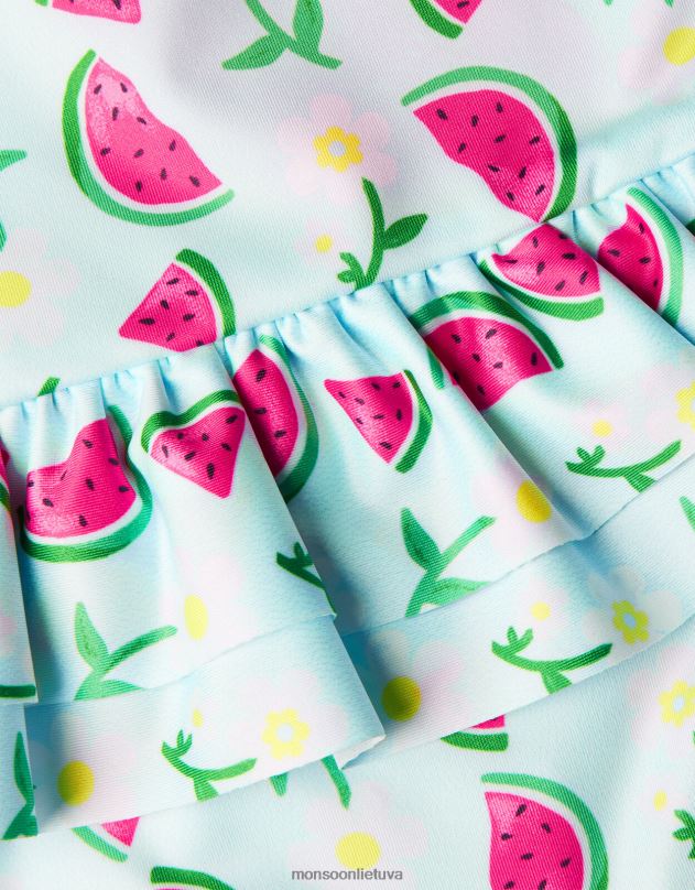 Monsoon maudymosi kostiumėlis su arbūziniu sijonu mergina mėlyna apranga DPXBJ2074