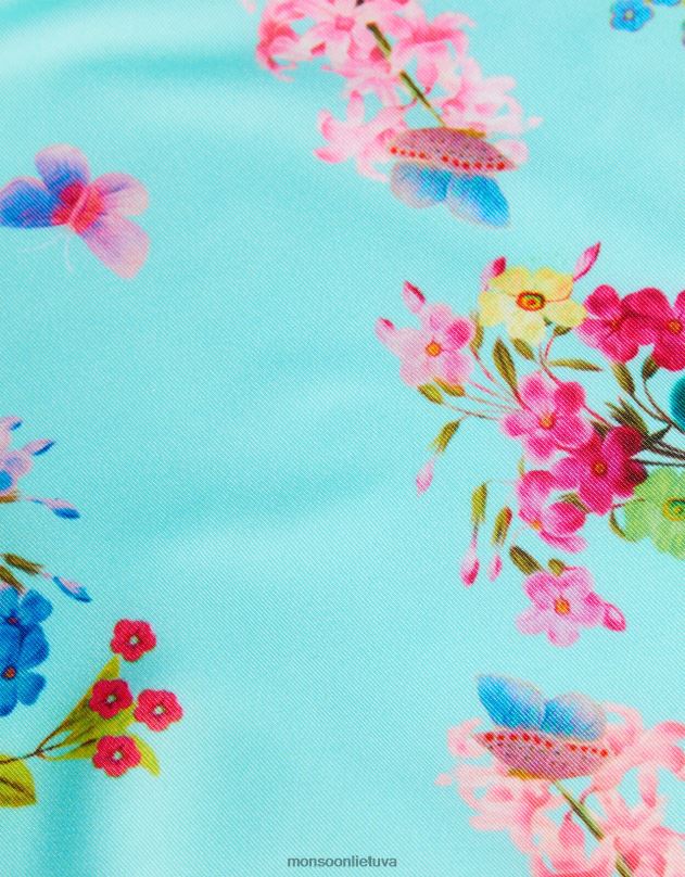 Monsoon maudymosi kostiumėlis su gėlėmis mergina mėlyna (turkio) apranga DPXBJ1964