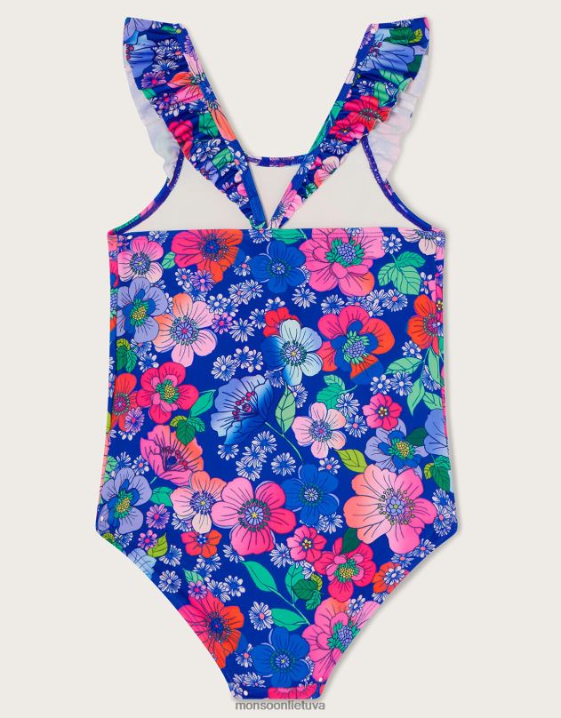 Monsoon retro gėlių maudymosi kostiumėlis mergina mėlyna apranga DPXBJ1643