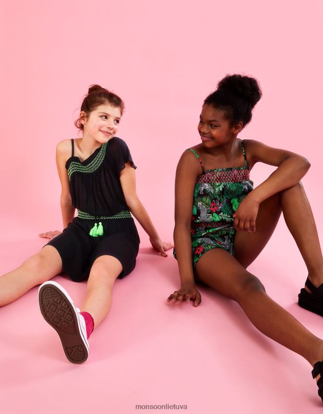 Monsoon suknelė ant vieno peties mergina juodas apranga DPXBJ1853