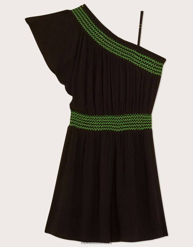 Monsoon suknelė ant vieno peties mergina juodas apranga DPXBJ1853