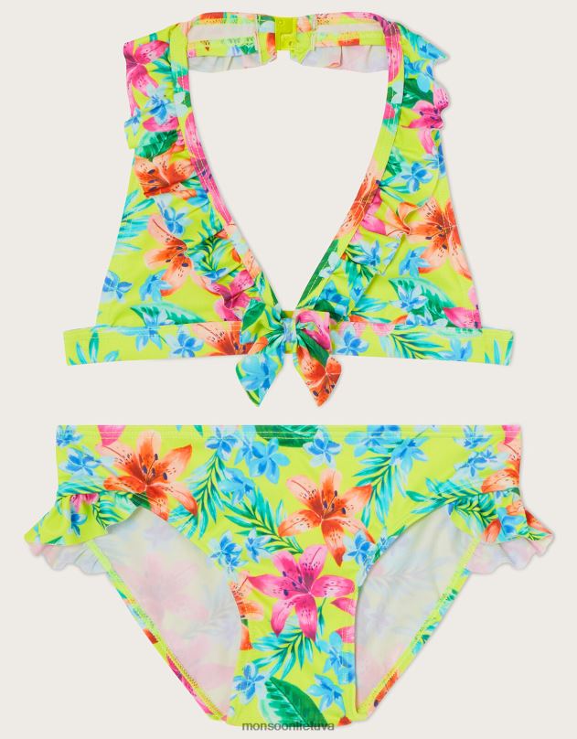 Monsoon tropinio trikampio bikinio rinkinys mergina žalias (laimas) apranga DPXBJ1615