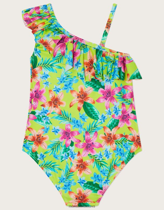 Monsoon tropinis maudymosi kostiumėlis ant vieno peties mergina žalias (laimas) apranga DPXBJ1688