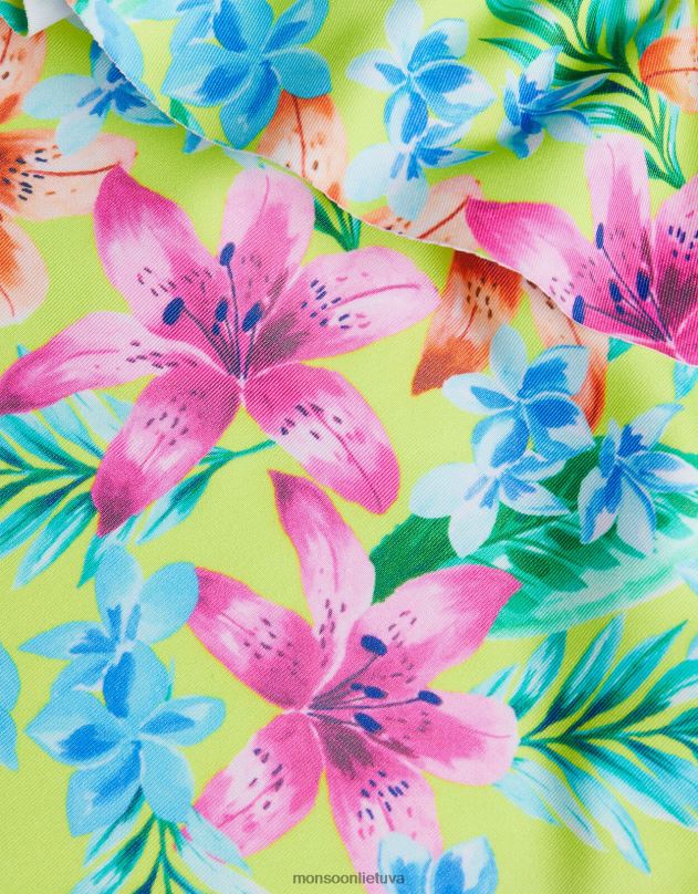 Monsoon tropinis maudymosi kostiumėlis ant vieno peties mergina žalias (laimas) apranga DPXBJ1688