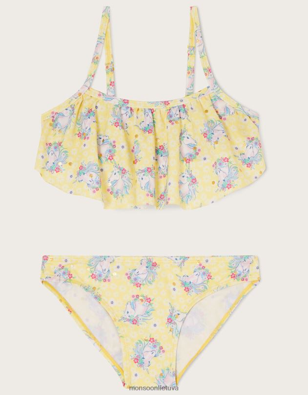 Monsoon vienaragio folijos maivymasis bikinio rinkinys mergina geltona apranga DPXBJ1932