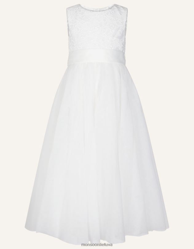 Monsoon Alice nėrinių liemenė tiulio maxi suknelė mergina dramblio kaulo apranga DPXBJ2043