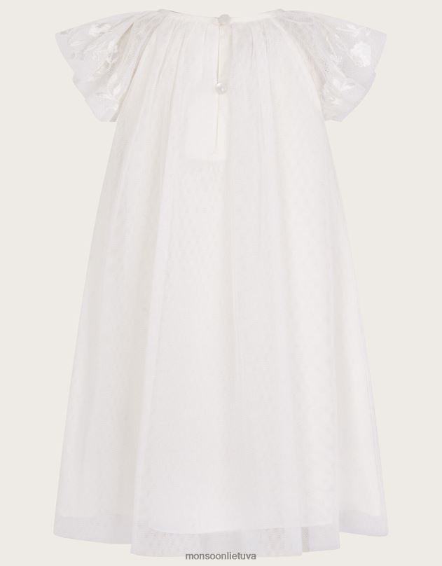 Monsoon Baby Amelia tinkleliu išsiuvinėta suknelė mergina dramblio kaulo apranga DPXBJ2122