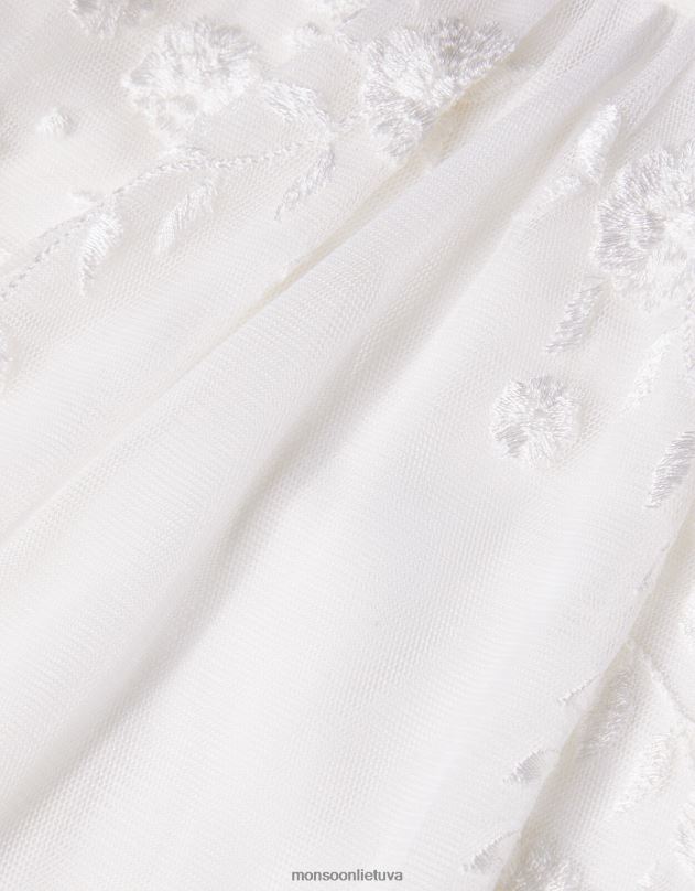 Monsoon Baby Amelia tinkleliu išsiuvinėta suknelė mergina dramblio kaulo apranga DPXBJ2122