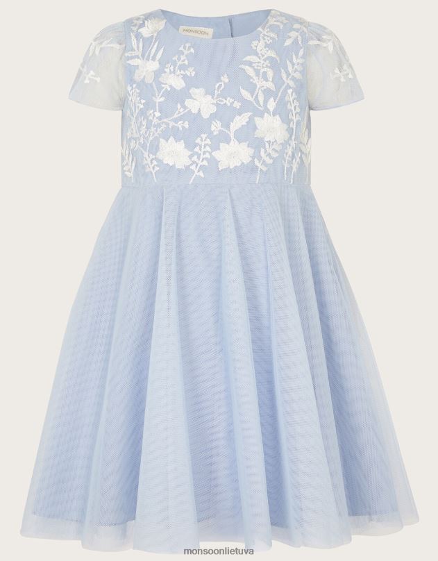 Monsoon Baby Emmy siuvinėta vakarėlio suknelė mergina mėlyna apranga DPXBJ2112