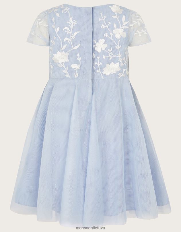 Monsoon Baby Emmy siuvinėta vakarėlio suknelė mergina mėlyna apranga DPXBJ2112