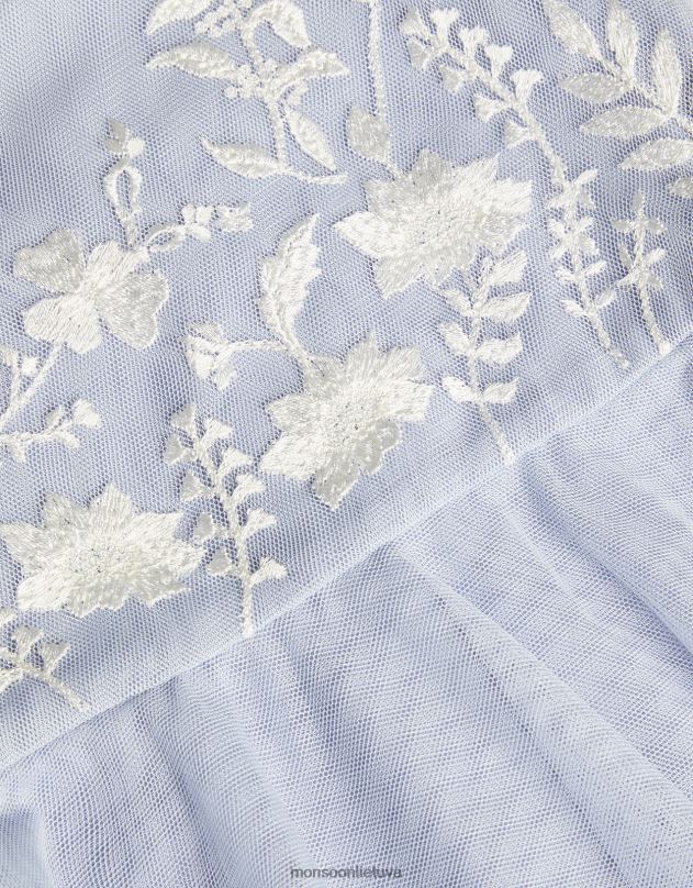 Monsoon Baby Emmy siuvinėta vakarėlio suknelė mergina mėlyna apranga DPXBJ2112