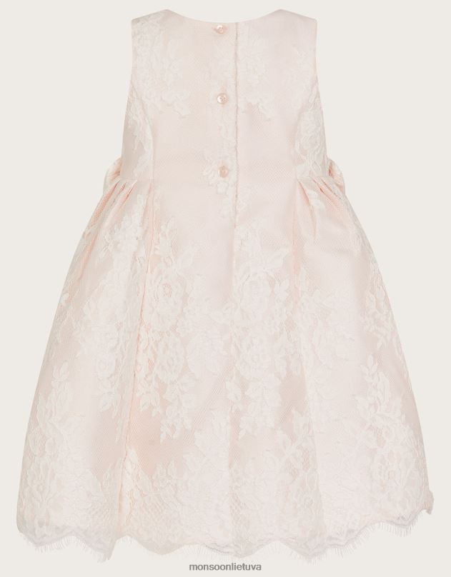 Monsoon Baby Lola Bow nėriniuota suknelė mergina rožinis apranga DPXBJ2165