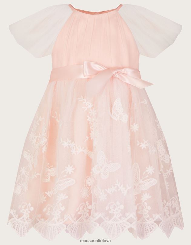 Monsoon Baby May su drugeliu nėriniuota suknelė mergina rožinis apranga DPXBJ2104