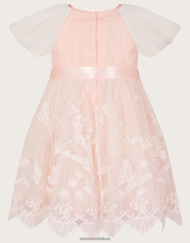Monsoon Baby May su drugeliu nėriniuota suknelė mergina rožinis apranga DPXBJ2104