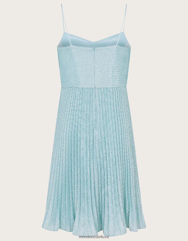 Monsoon Blizganti klostuota išleistuvių suknelė su juostele mergina mėlyna apranga DPXBJ1666