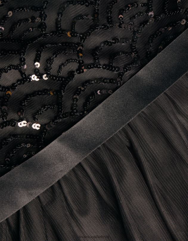 Monsoon Deco blizgučiai tiesa išleistuvių suknelė mergina juodas apranga DPXBJ1662