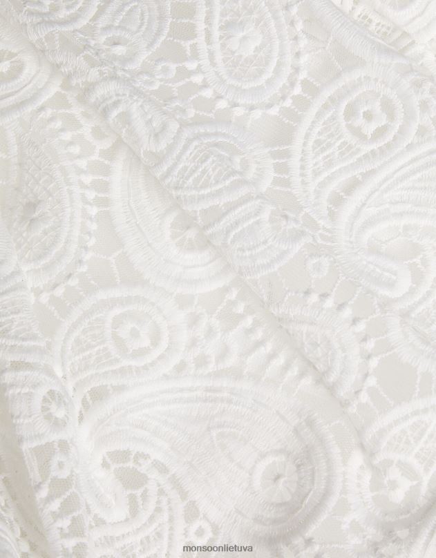 Monsoon Gipiūro nėrinių suknelė kvadratiniu kaklu vaikai dramblio kaulo apranga DPXBJ2766