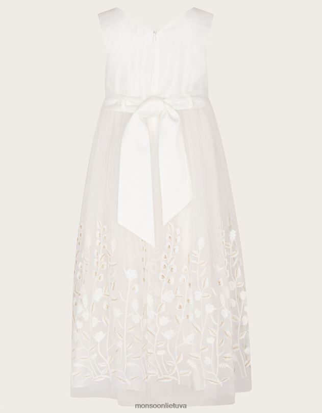 Monsoon Lilly siuvinėta pievų maksi suknelė mergina dramblio kaulo apranga DPXBJ2007
