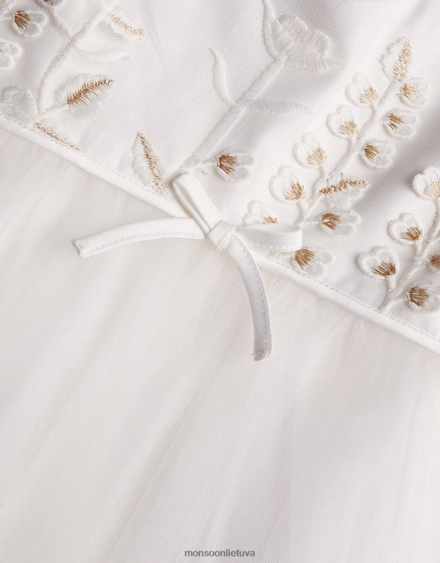 Monsoon Lilly siuvinėta pievų maksi suknelė mergina dramblio kaulo apranga DPXBJ2007