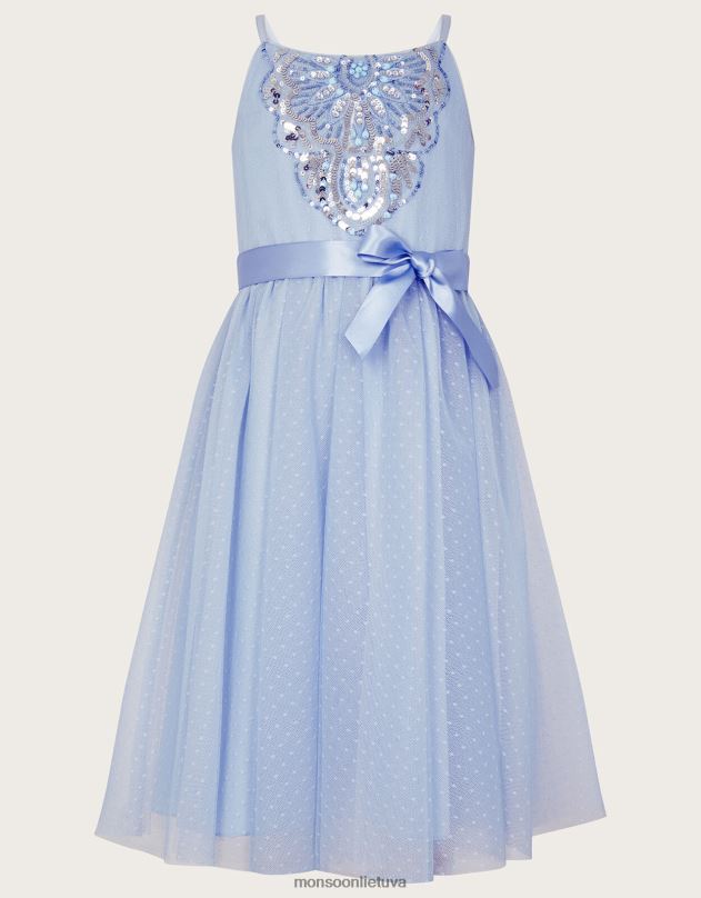 Monsoon Luna puošta suknelė vaikai mėlyna apranga DPXBJ1788