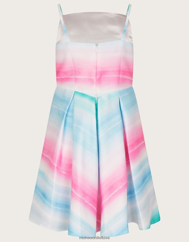 Monsoon Santorini dryžuota hercogienės ruoželinė suknelė mergina dramblio kaulo apranga DPXBJ1958