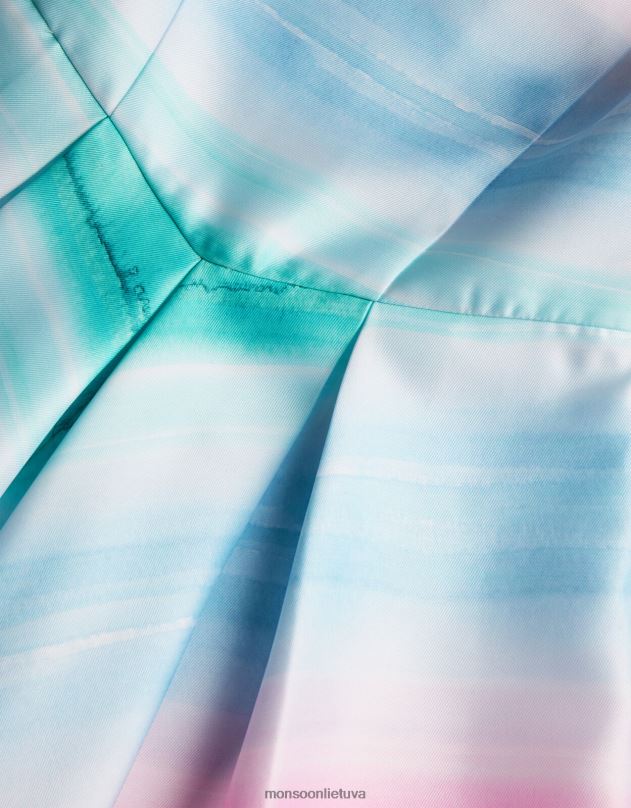 Monsoon Santorini dryžuota hercogienės ruoželinė suknelė mergina dramblio kaulo apranga DPXBJ1958