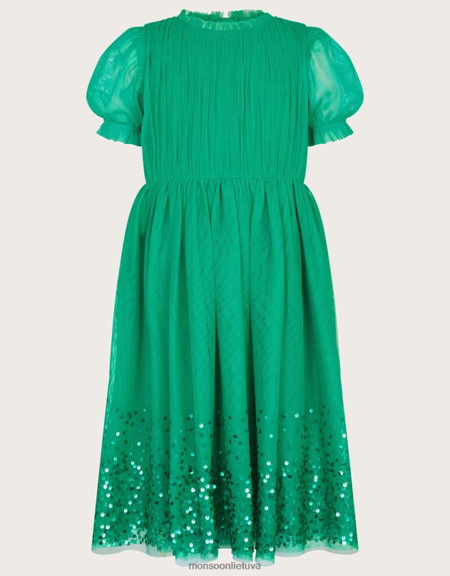 Monsoon Shirley sequin shirred suknelė mergina žalias apranga DPXBJ1773