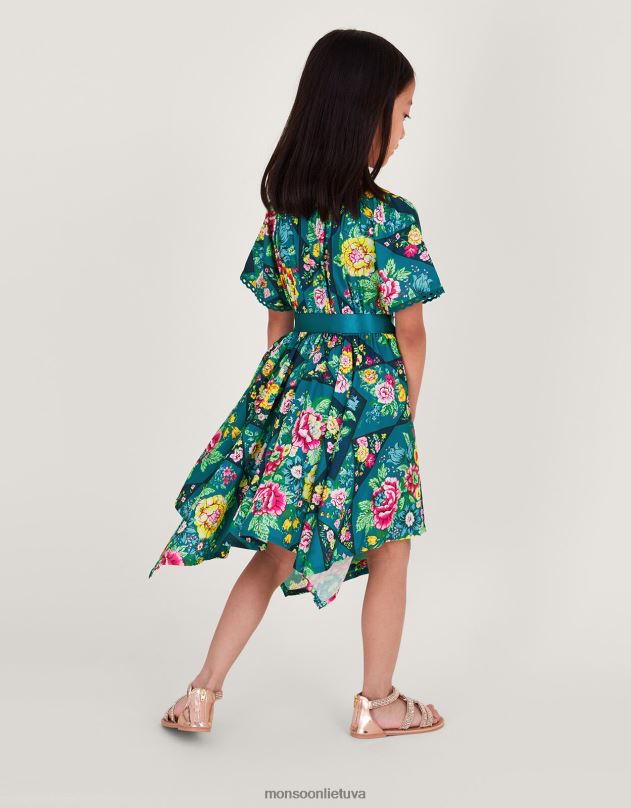 Monsoon Suknelė su kratiniais raštais mergina žalsvai mėlyna apranga DPXBJ1770