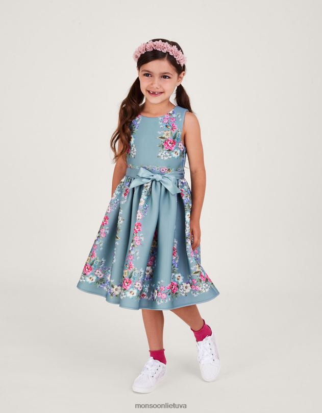 Monsoon Suzie gėlėta akvalanginė vakarėlio suknelė mergina žalias apranga DPXBJ1748