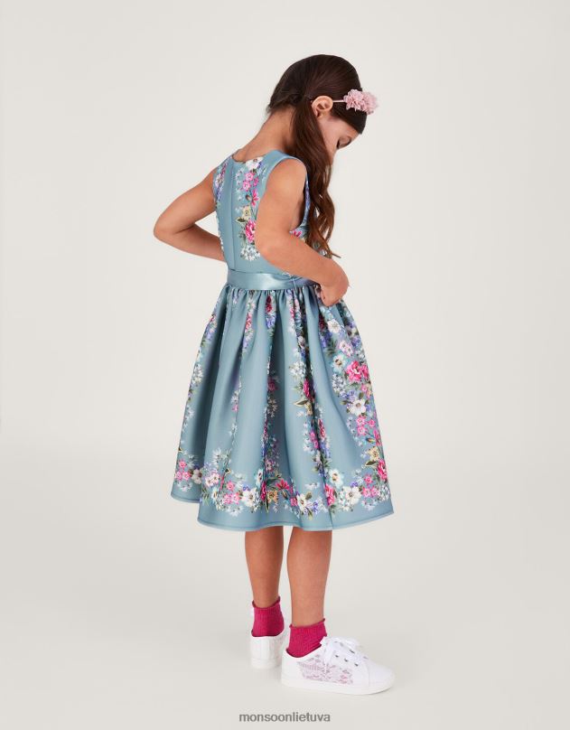 Monsoon Suzie gėlėta akvalanginė vakarėlio suknelė mergina žalias apranga DPXBJ1748