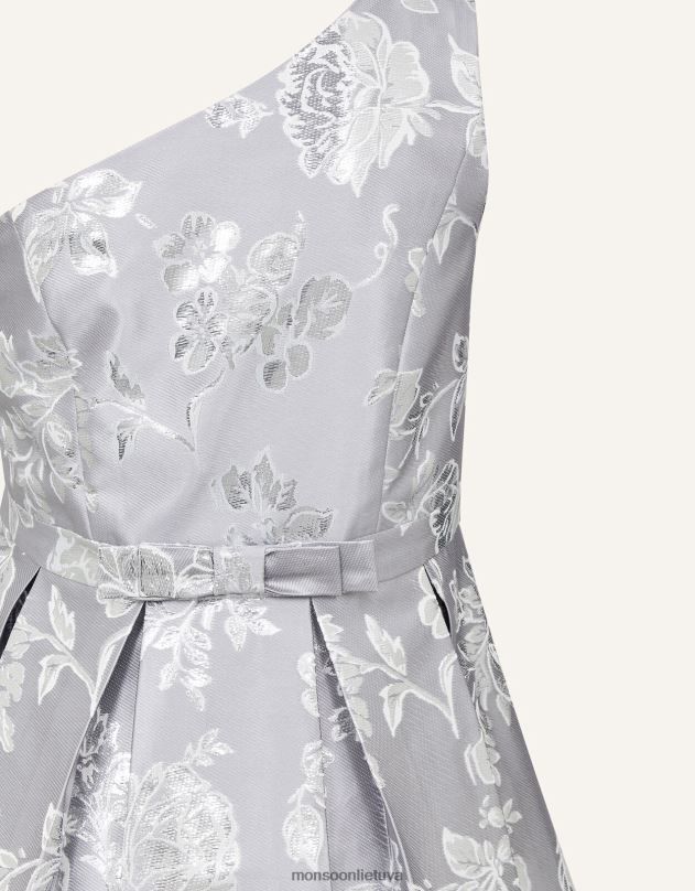 Monsoon Vieną petį gėlėta žakardo išleistuvių suknelė mergina sidabras apranga DPXBJ2044