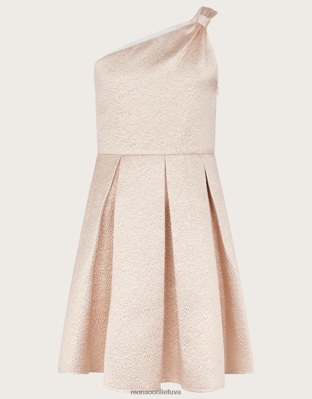 Monsoon žakardo suknelė ant vieno peties mergina auksas apranga DPXBJ1946