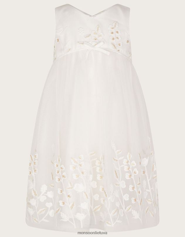 Monsoon baby lilly siuvinėta pievinė maxi suknelė mergina dramblio kaulo apranga DPXBJ2123