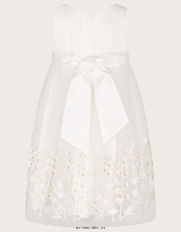 Monsoon baby lilly siuvinėta pievinė maxi suknelė mergina dramblio kaulo apranga DPXBJ2123