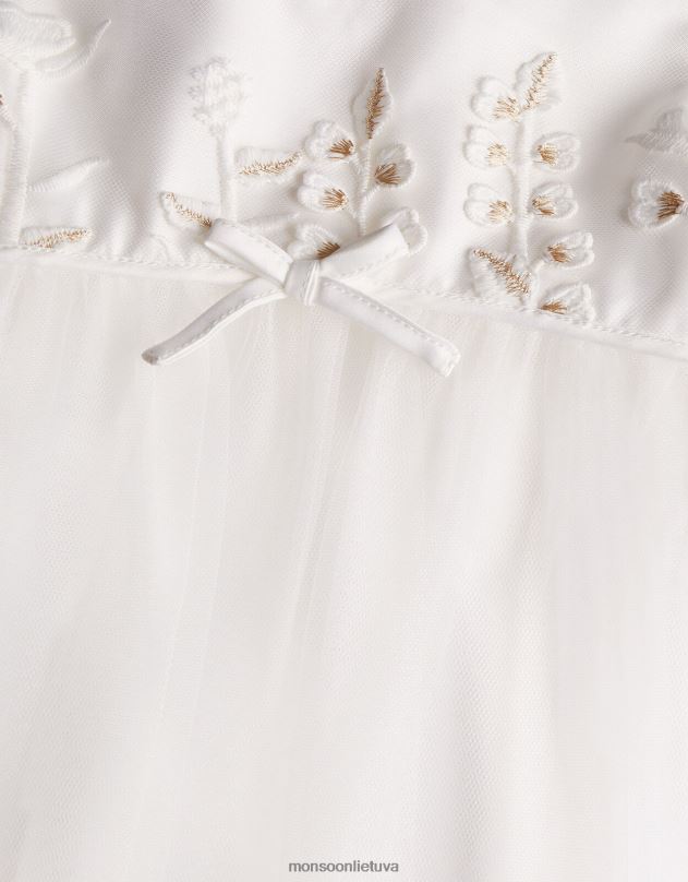 Monsoon baby lilly siuvinėta pievinė maxi suknelė mergina dramblio kaulo apranga DPXBJ2123