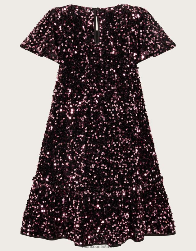 Monsoon blizgučiais puošta aksominė suknele mergina rožinis apranga DPXBJ1628