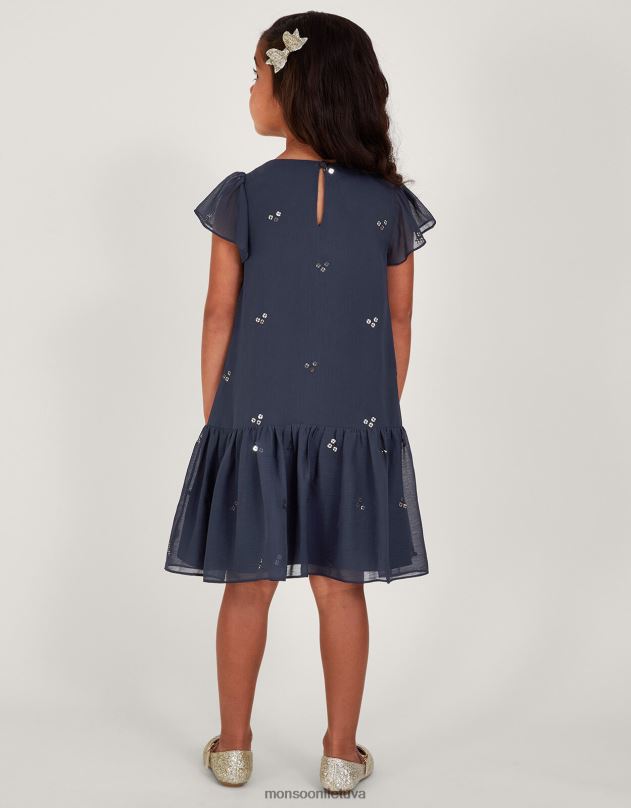 Monsoon blizgučiu šifono vakarinė suknelė mergina mėlyna (navy) apranga DPXBJ1733