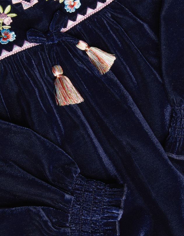 Monsoon boutique aksominė boho suknelė mergina mėlyna (navy) apranga DPXBJ1718