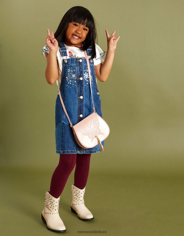 Monsoon brangakmeniais puošta džinsinio piny suknelė mergina mėlyna apranga DPXBJ1758