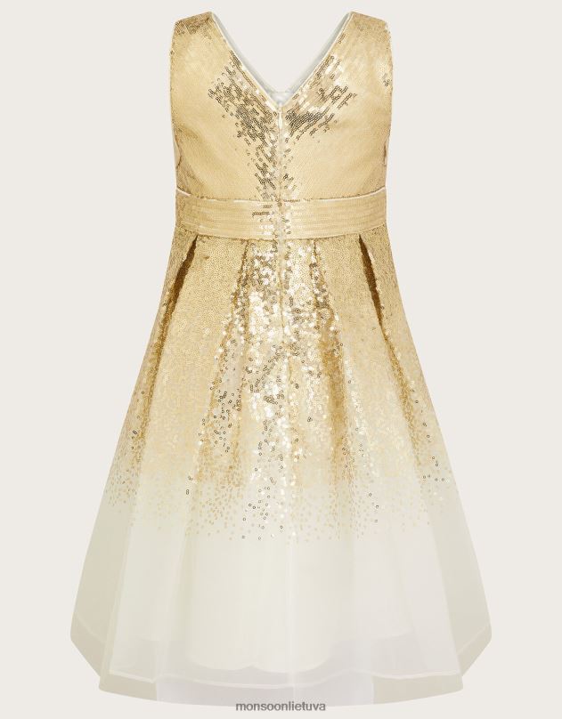 Monsoon elle blizgučiais puošta vakarinė suknelė mergina auksas apranga DPXBJ1752
