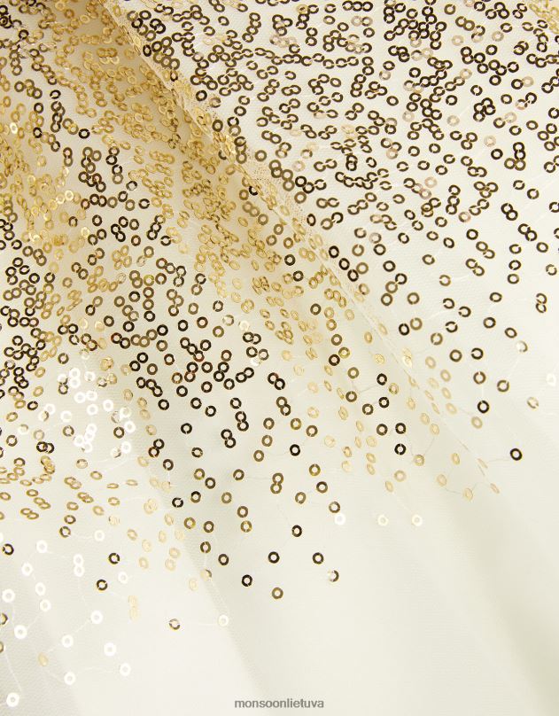 Monsoon elle blizgučiais puošta vakarinė suknelė mergina auksas apranga DPXBJ1752