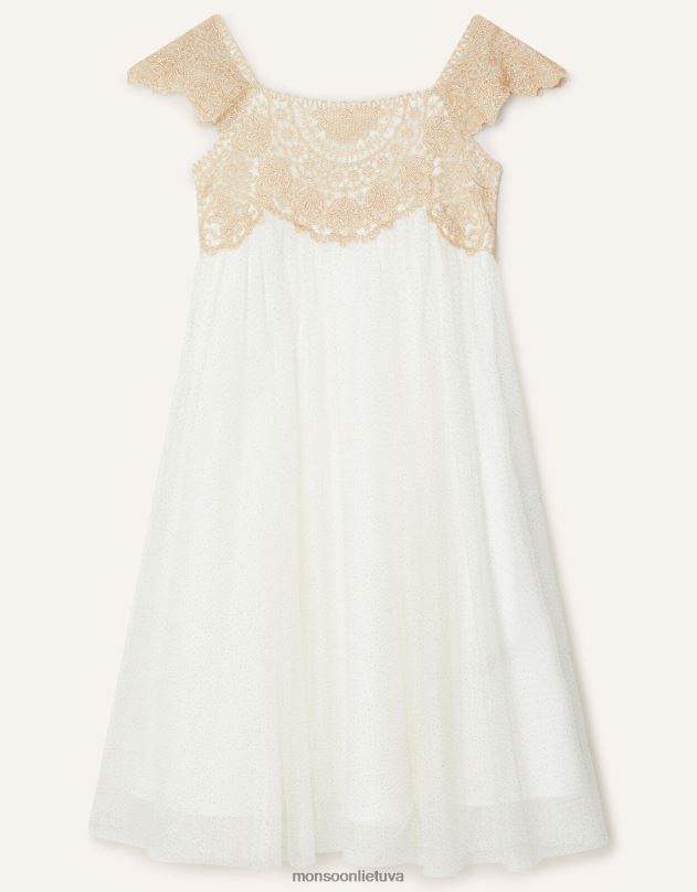 Monsoon estella siuvinėta suknelė mergina auksas apranga DPXBJ1961