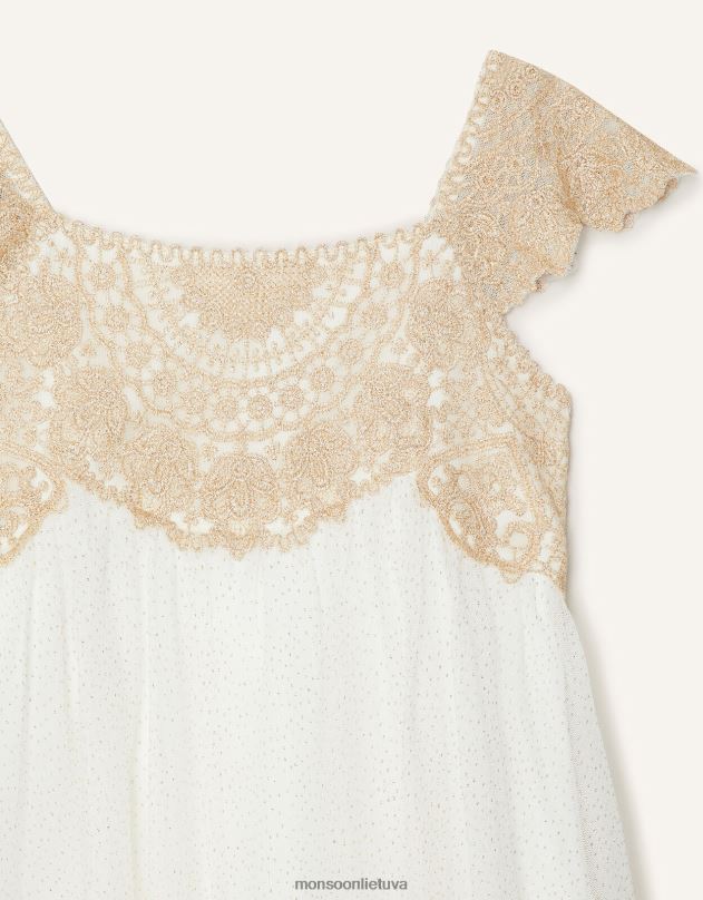 Monsoon estella siuvinėta suknelė mergina auksas apranga DPXBJ1961