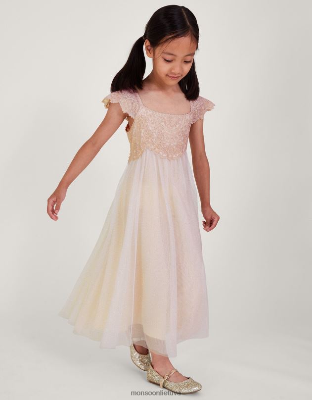 Monsoon estella siuvinėta suknelė mergina rožinis apranga DPXBJ1579