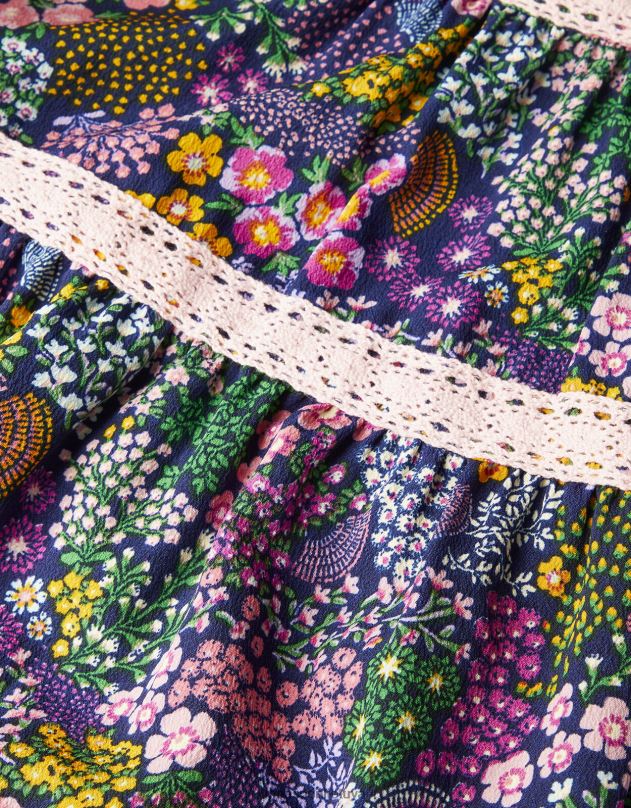 Monsoon gėlėmis dekoruota suknelė mergina mėlyna apranga DPXBJ1742