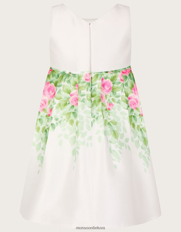Monsoon kūdikių botanikos raštų rožių hercogienės suknelė mergina dramblio kaulo apranga DPXBJ2099