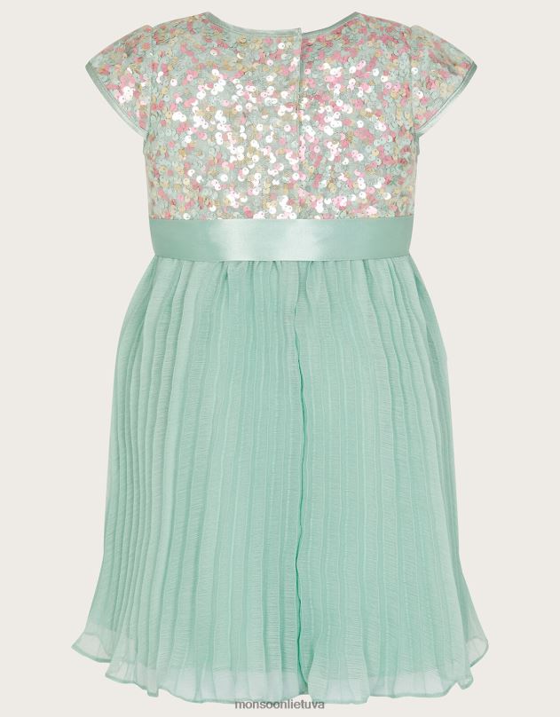 Monsoon kūdikių diskoteka klostuota suknelė mergina žalia (mėtų) apranga DPXBJ2135