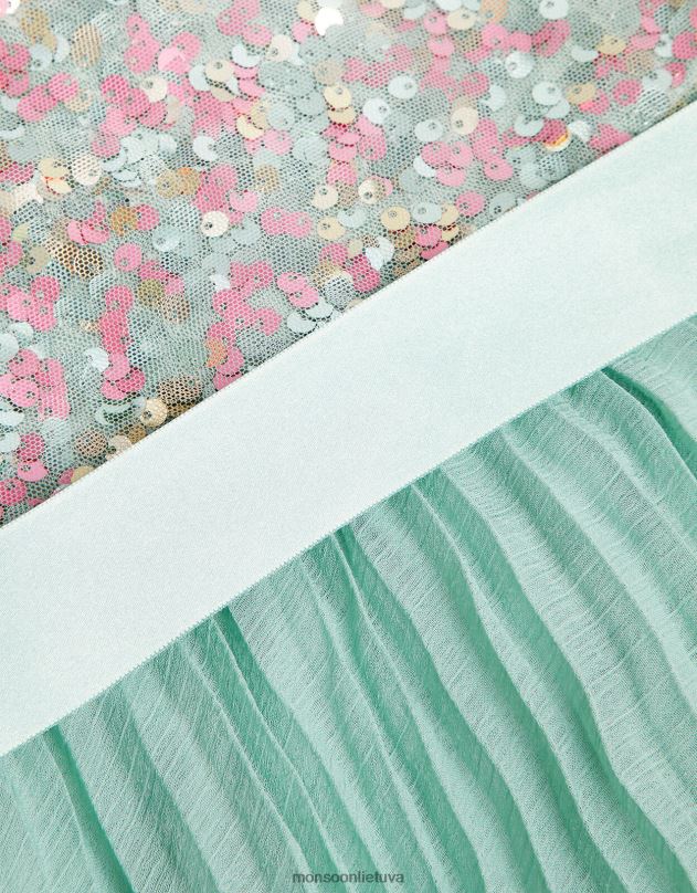 Monsoon kūdikių diskoteka klostuota suknelė mergina žalia (mėtų) apranga DPXBJ2135