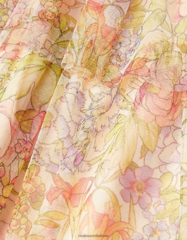 Monsoon kūdikių gėlių rašto tiulio suknelė mergina dramblio kaulo apranga DPXBJ2052