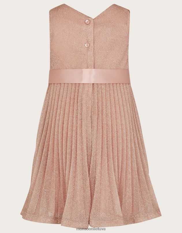 Monsoon kūdikių paauksuotų rožių klostuota suknelė mergina rožinis apranga DPXBJ2056